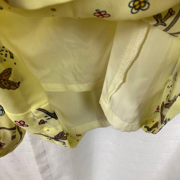 ModCloth Yellow Dragonfly Retro Floral Time To Suit Up Long Sleeve Romper Sz.M - Picture 12 of 15